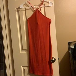 Orange Cross-Back Mini Dress